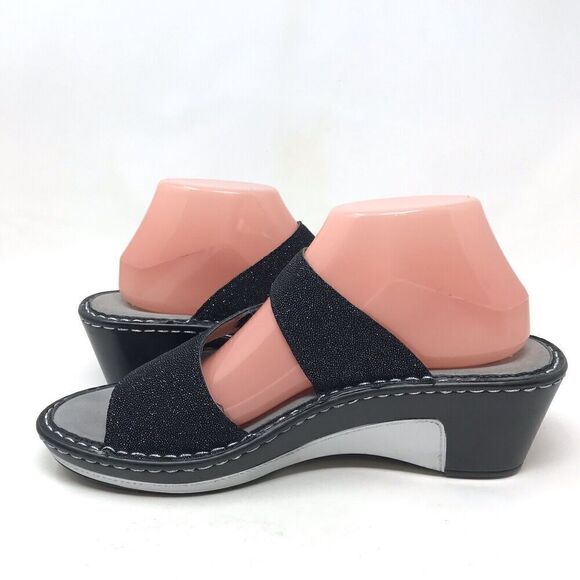 Alegria PG Lite Women Size 40 9.5-10 Black Glitter Sparkle Heel Sandals Open Toe - Picture 5 of 13